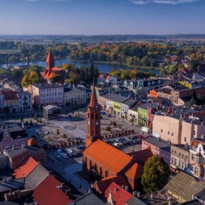Zdjęcie centrum Wąbrzeźna z lotu ptaka