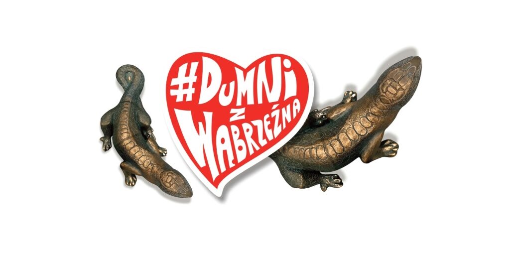 Baner Dumni z Wąbrzeźna z dwiema jaszczurkami